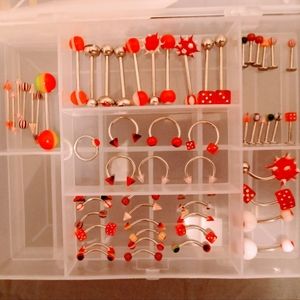 59pc Red and pink lot of jewelry